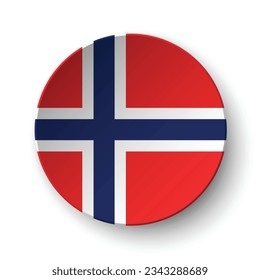 The flag of Norway. Circle icon flag. Button flag icon. Standard color. 3d illustration. Computer illustration. Digital illustration. Vector illustration.