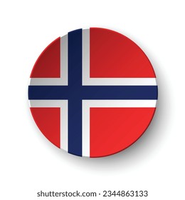 The flag of Norway. Circle icon flag. Button flag icon. Standard color. 3d illustration. Computer illustration. Digital illustration. Vector illustration.