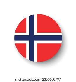 La bandera de Noruega. Indicador de icono de círculo. Icono de indicador de botón. Color estándar. 3 quinquies ilustración. Ilustración del equipo. Ilustración digital. Ilustración vectorial.