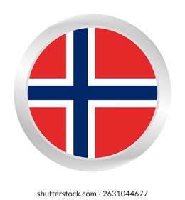 Flag of Norway. Circle flag icon logo. Round flag. Flag icon. Standard color. Digital illustration. Vector illustration.	
