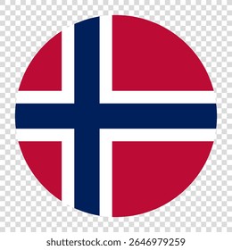 Flag of Norway. Norway circle flag logo icon computer vector illustration design. Transparent checkerboard background.