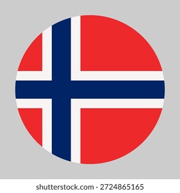 Bandeira da Noruega em forma circular com proporções exatas e cores oficiais