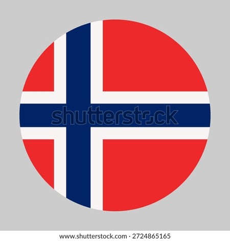 Flag of Norway in circular shape with accurate proportions and official colors