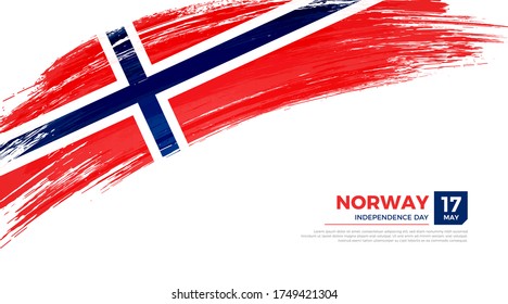 Flag of Norway country. Happy Independence day of Norway background with grunge brush flag illustration