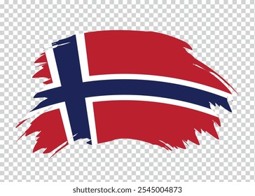 Bandeira da Noruega com efeito de pincel de traço de tinta aflita em plano de fundo isolado