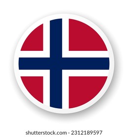 Flag of Norway flat icon. Round vector element with shadow underneath. Best for mobile apps, UI and web design.