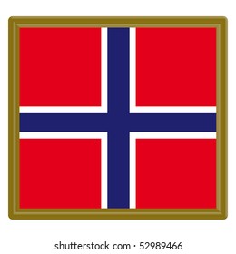 Flag of Norway with gold frame