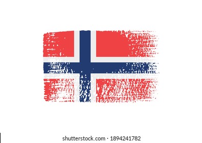 Flag of Norway in grunge brush stroke.Vector illustration.