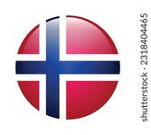 The flag of Norway. Flag icon. Standard color. The round flag. 3d illustration. Computer illustration. Digital illustration. Vector illustration.