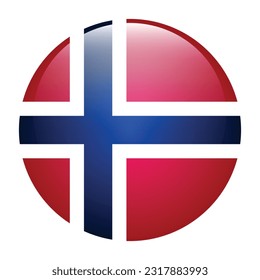 The flag of Norway. Flag icon. Standard color. The round flag. 3d illustration. Computer illustration. Digital illustration. Vector illustration.