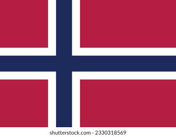 The flag of Norway. Flag icon. Standard color. Standard size. A rectangular flag. Computer illustration. Digital illustration. Vector illustration.
