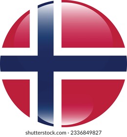 The flag of Norway. Flag icon. Standard color. Circle icon flag. 3d illustration. Computer illustration. Digital illustration. Vector illustration.