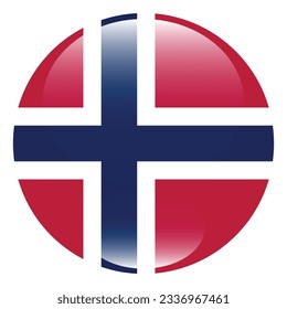 The flag of Norway. Flag icon. Standard color. Circle icon flag. 3d illustration. Computer illustration. Digital illustration. Vector illustration.
