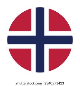 The flag of Norway. Flag icon. Standard color. Circle icon flag. Computer illustration. Digital illustration. Vector illustration.