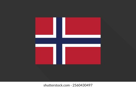 Flag of Norway with long shadow. Vector background or banner template. Flat style