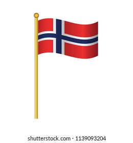 Flag of Norway ,Norway flag official colors and proportion correctly,Norway  flag waving isolated Vector illustration eps10.