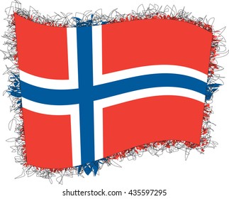 Flag of Norway, officially the Kingdom of Norway. Vector illustration of a stylized flag. Shaggy edge.