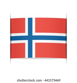 Flag of Norway, officially the Kingdom of Norway. Vector illustration of a stylized flag. The slit in the paper with shadows. Element for infographics.