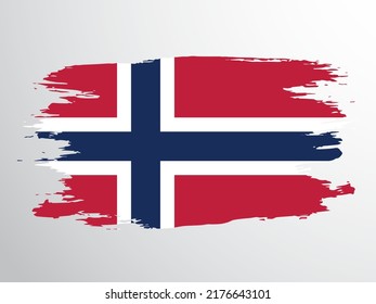 Bandera de Noruega pintada con un pincel. Bandera de Noruega.