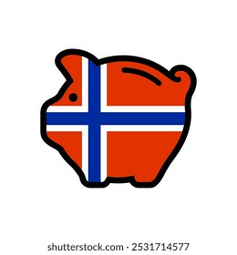 Bandeira da Noruega, ícone do mealheiro, símbolo vetorial.