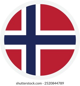 Bandeira da Noruega. Ícone redondo plano no plano de fundo transparente. Ícone para aplicativos móveis, interface do usuário e design da Web