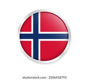 Flag of Norway. Round flag. Flag icon. Circle flag icon logo vector illustration EPS