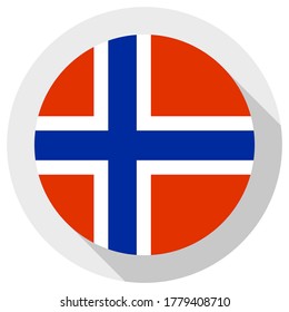 Flag of norway, round shape icon on white background, vector illustration