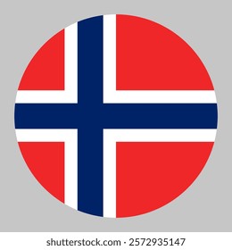 Flag of Norway round shape, national symbol