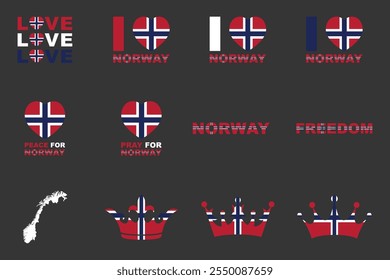 Bandeira da Noruega Conjunto, Original e simples bandeira da Noruega Pacote, ilustração vetorial da bandeira da Noruega Coleção
