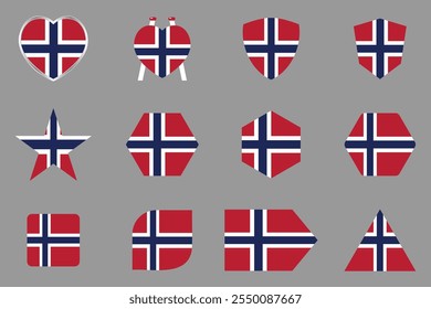 Bandeira da Noruega Conjunto, Original e simples bandeira da Noruega Pacote, ilustração vetorial da bandeira da Noruega Coleção
