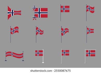 Bandeira da Noruega Conjunto, Original e simples bandeira da Noruega Pacote, ilustração vetorial da bandeira da Noruega Coleção
