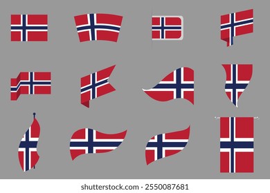 Bandeira da Noruega Conjunto, Original e simples bandeira da Noruega Pacote, ilustração vetorial da bandeira da Noruega Coleção
