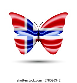 flag of norway in shape of butterfly