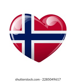Bandera de Noruega en forma de corazón. Corazón con la bandera de Noruega. ilustración 3d, vector
