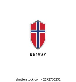 Flag of Norway with shield shape icon flat vector illustration