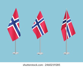 Bandera de Noruega con palo de plata