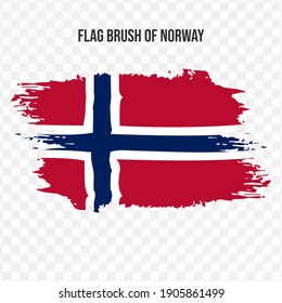 Bandera de Noruega en pincel de textura con fondo transparente, ilustración vectorial en archivo eps