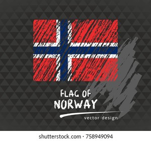 Flag of Norway, vector chalk illustration on black background