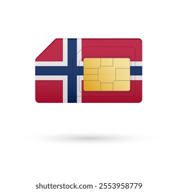 Flag of Norway. Vector illustration of SIM Card with flag on white background