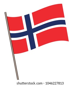 Flag of Norway , Norway flag waving isolated vector illustration