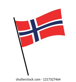 Flag of Norway , Norway flag waving isolated vector illustration