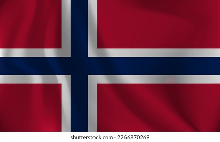 Flagge von Norwegen, mit einem starken Effekt durch den Wind.