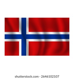Flag of Norway wavy flutters in wind, with folds 3d