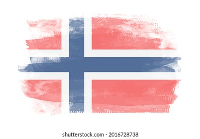 Flag of Norway.Brush stroke background.