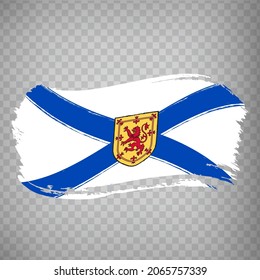 Flag of Nova Scotia brush strokes. Waving Flag Nova Scotia Province of Canada on transparent background for your web site design,  app, UI. Canada. Stock vector.  EPS10.