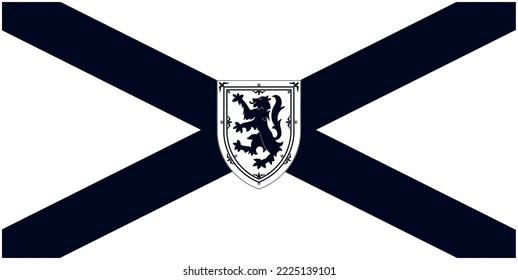 The flag of Nova Scotia province of Canada in black and white colors. Vector illustration