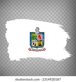 Flag of Nuevo Leon brush strokes. Flag State Nuevo Leon of Mexico on transparent background for your web site design, app, UI. United Mexican States. EPS10. 