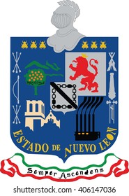 Flag of Nuevo Leon states, federal district of Mexico. Vector illustration.