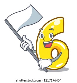 With flag number six isolated on the mascot