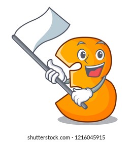 With flag number three isolated on the mascot